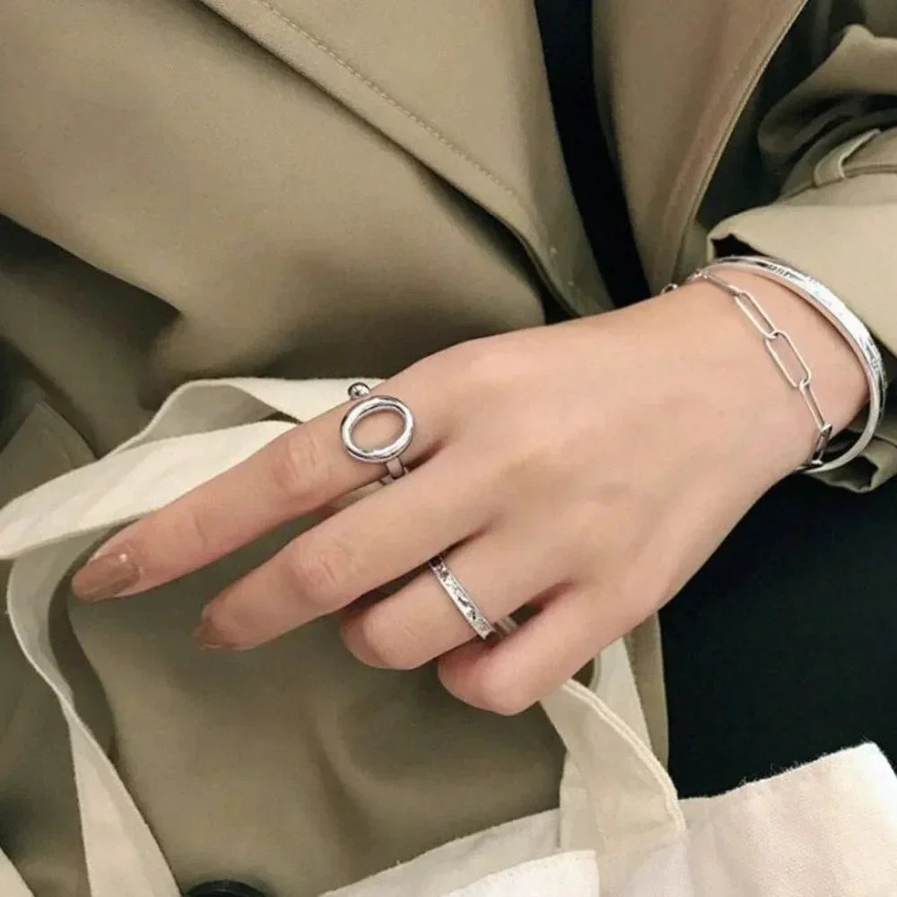 Minimalist 925 Sterling Silver Oval Ring
